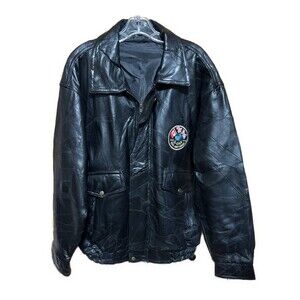 D-Day 1944 2004 60th Anniversary Patchwork Leather Bomber Jacket Mens Size XL